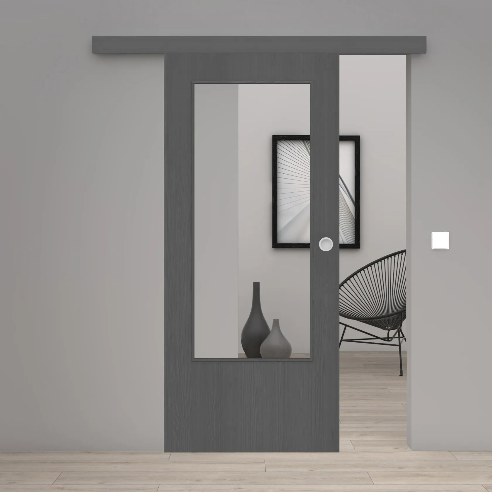 Schiebetür Laminato Accent Onyx CPL großer Lichtausschnitt