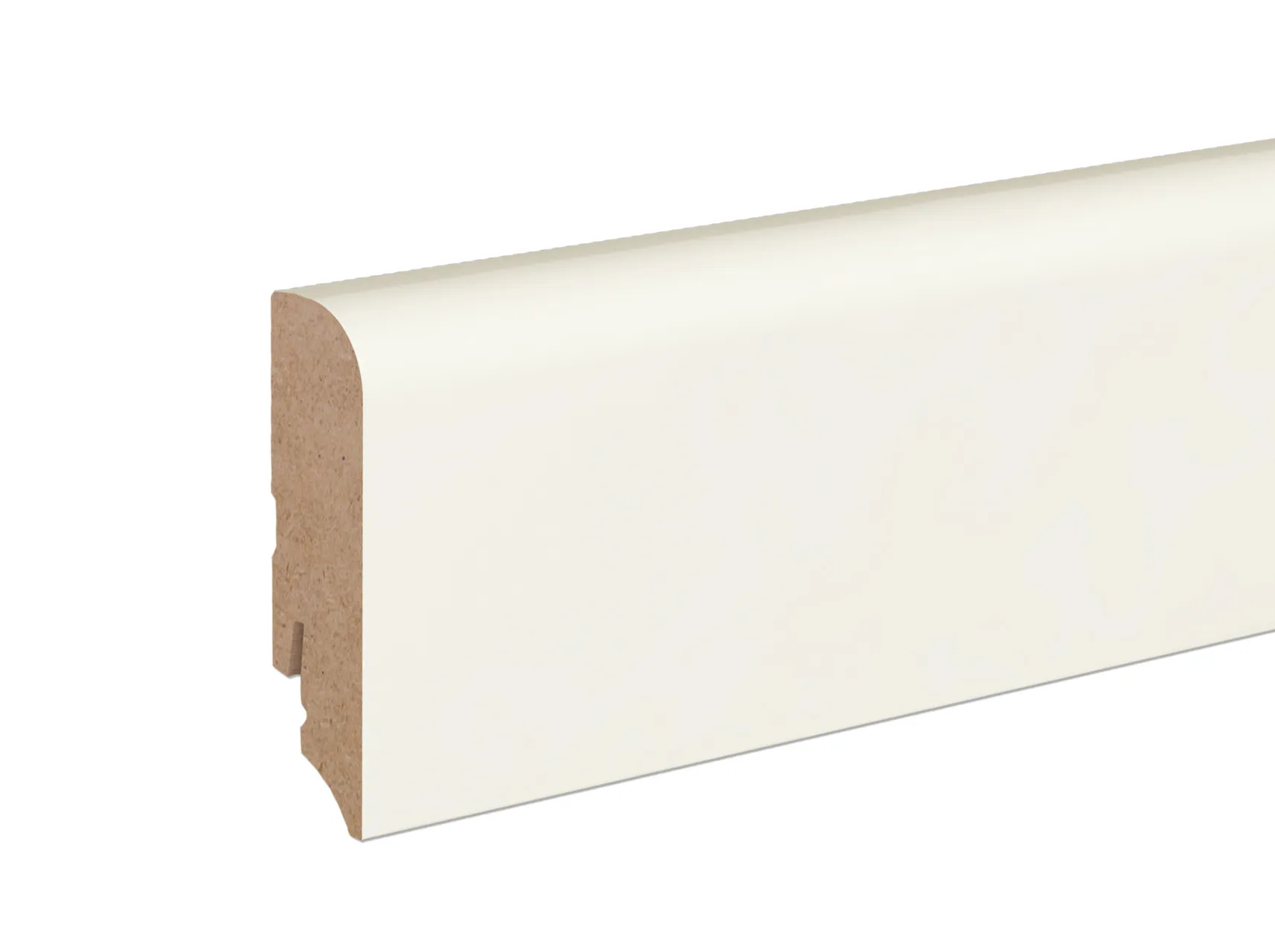 Rundkanten Fußleiste 70/19 MDF Weißlack RAL 9010