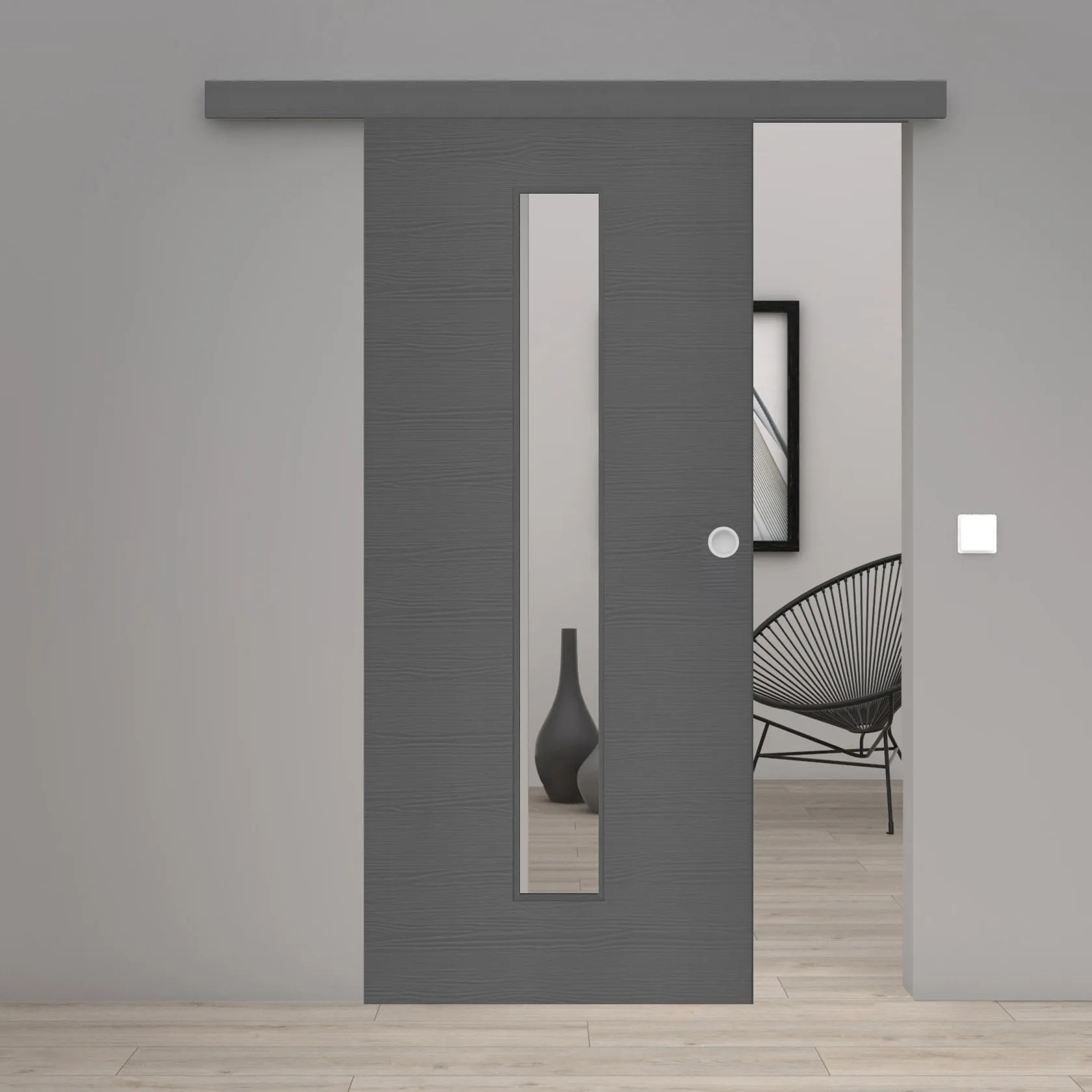 Schiebetür Laminato Accent Onyx Quer CPL schmaler Lichtausschnitt