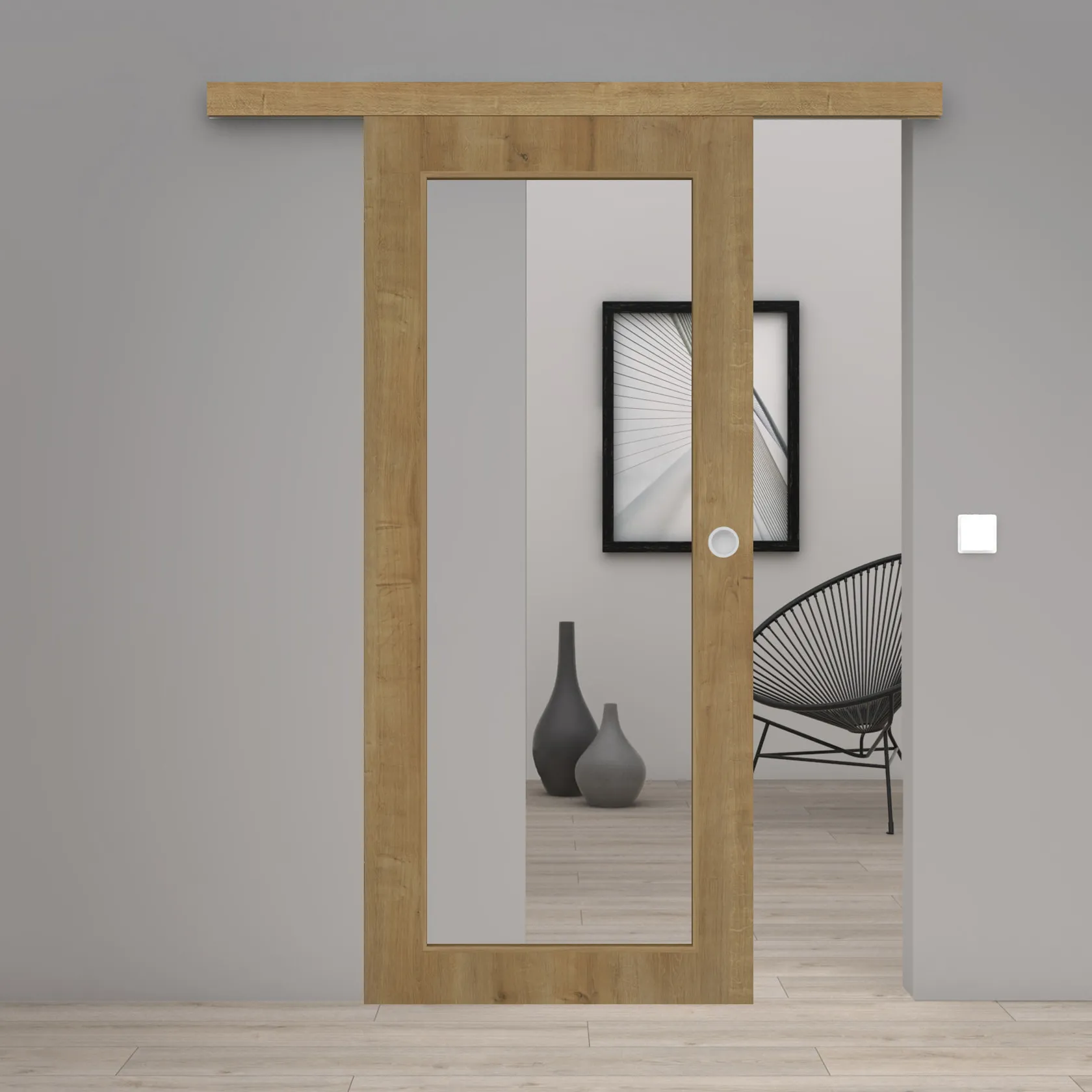 Schiebetür Laminato Eiche astig CPL XXL-Lichtausschnitt