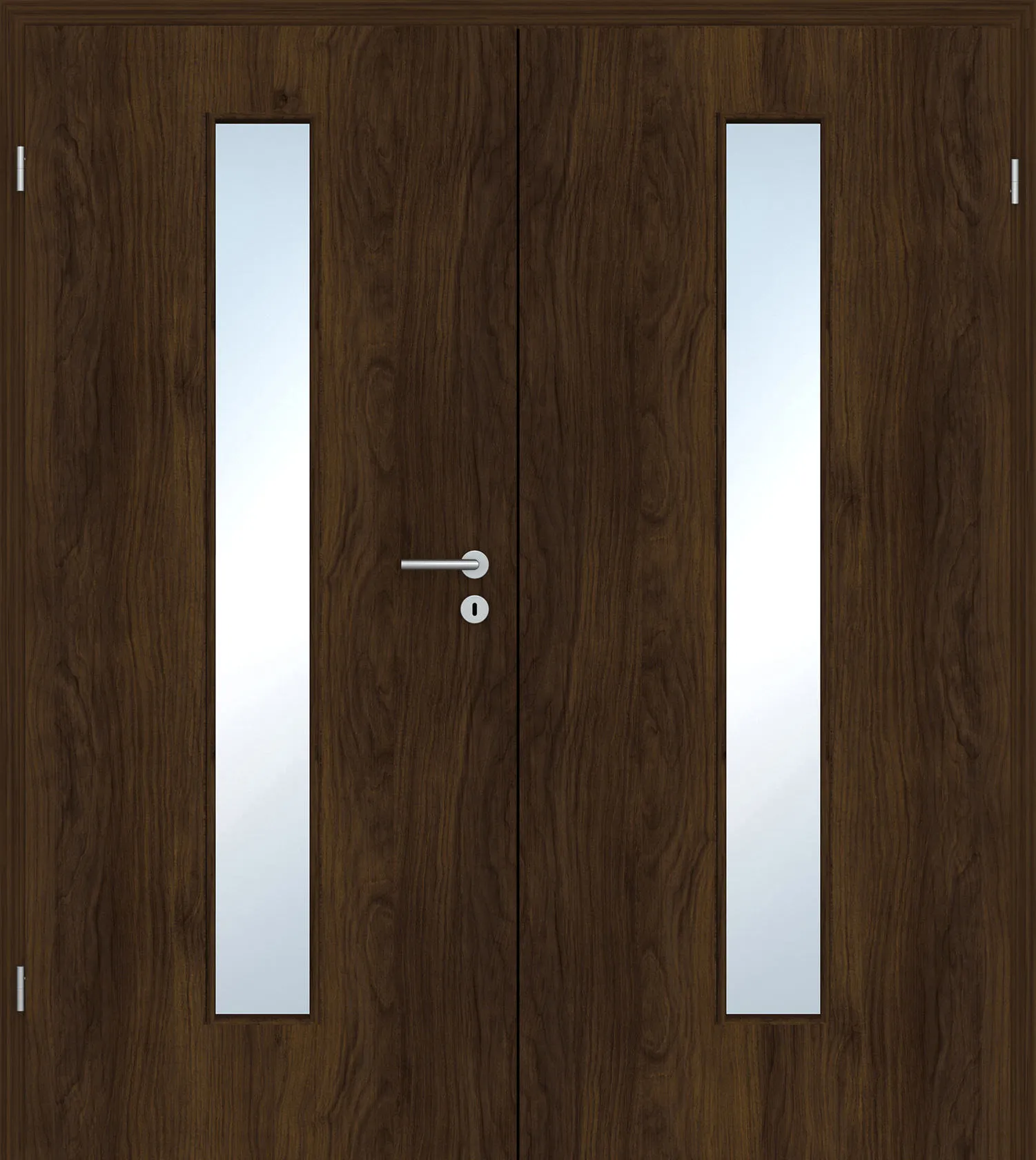 Doppelflügel-Innentür Laminato Accent Nussbraun CPL schmaler Lichtausschnitt