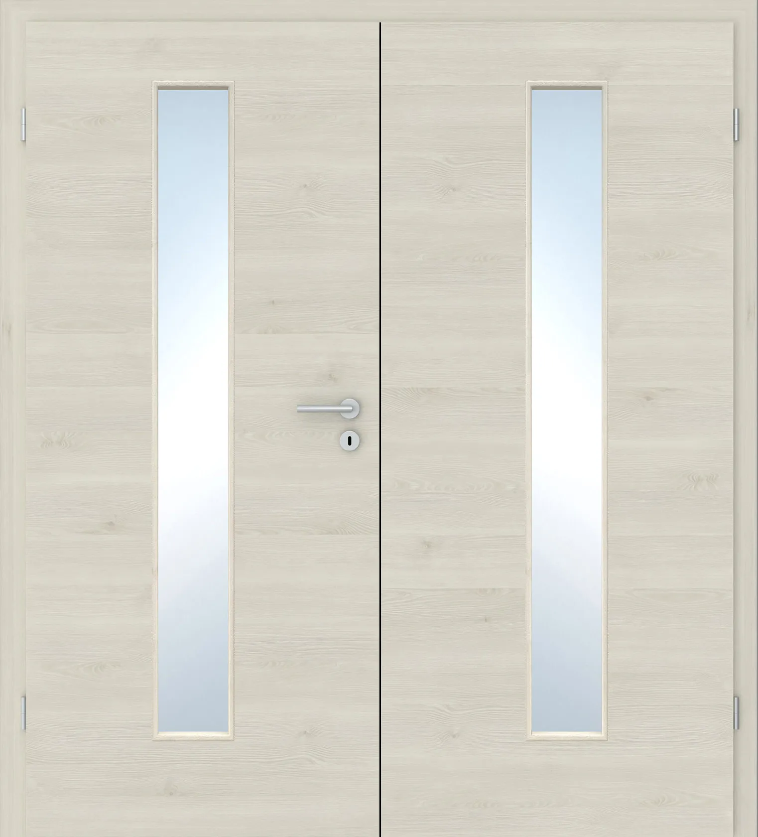 Doppelflügel-Innentür Laminato Pinie Pearl Quer CPL schmaler Lichtausschnitt