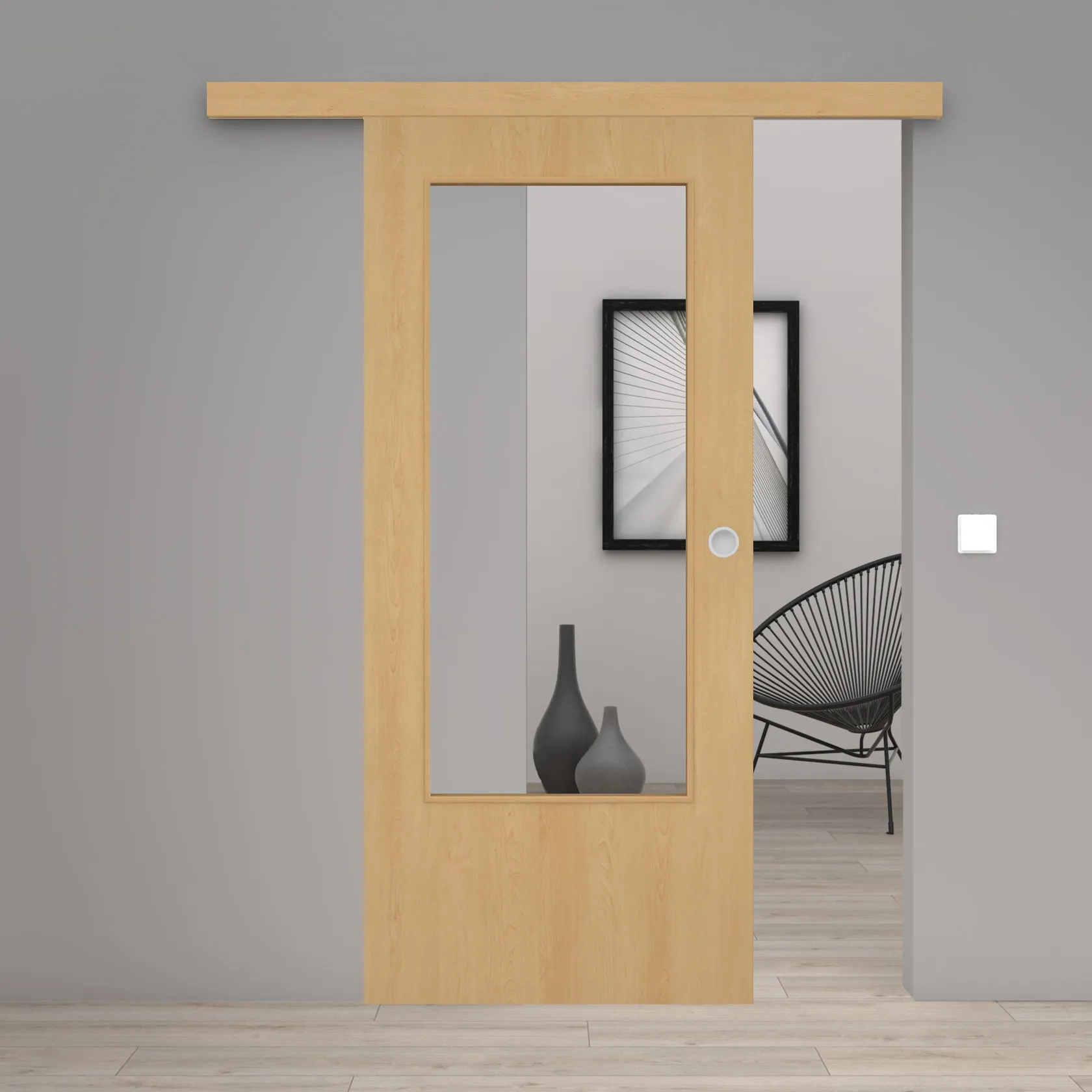 Schiebetür Laminato Ahorn CPL großer Lichtausschnitt
