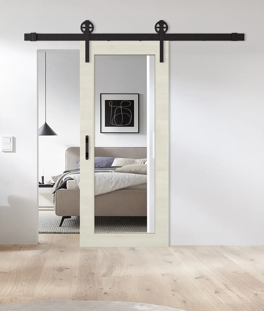 Holz-Schiebetür Pinie Pearl Quer CPL XXL-Lichtauschnitt Barn Slide