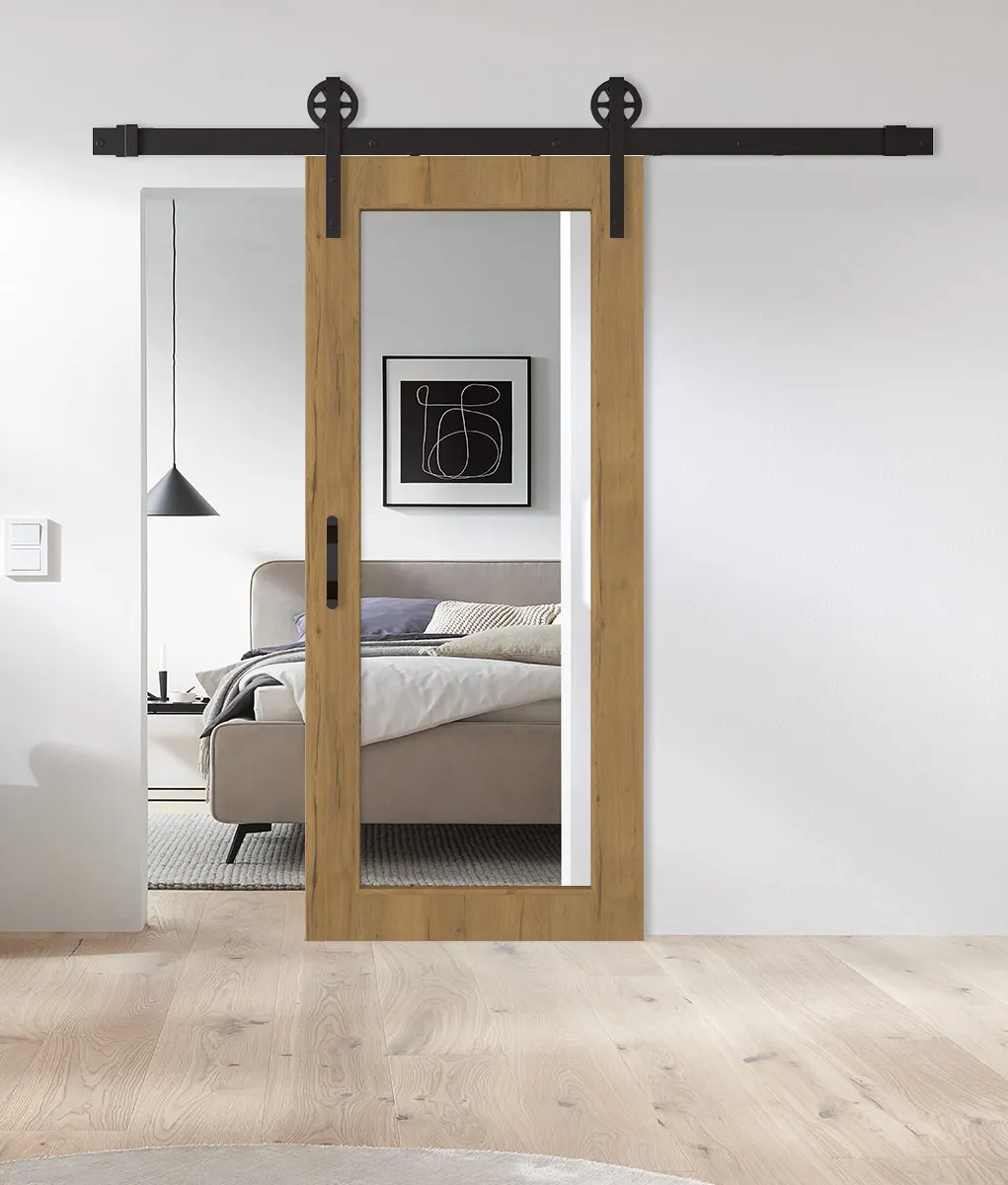 Holz-Schiebetür Eiche Honey CPL XXL-Lichtausschnitt Barn Slide