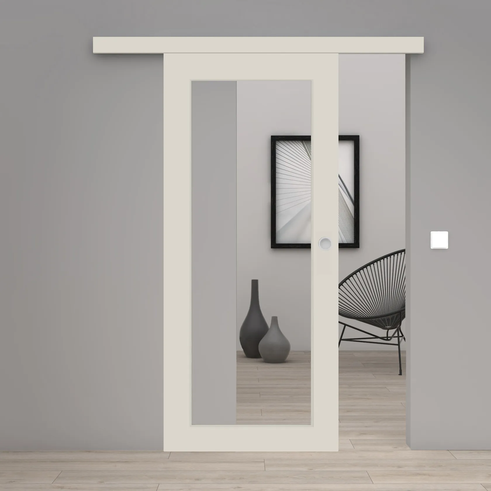 Schiebetür Laminato Angoragrau CPL XXL-Lichtausschnitt