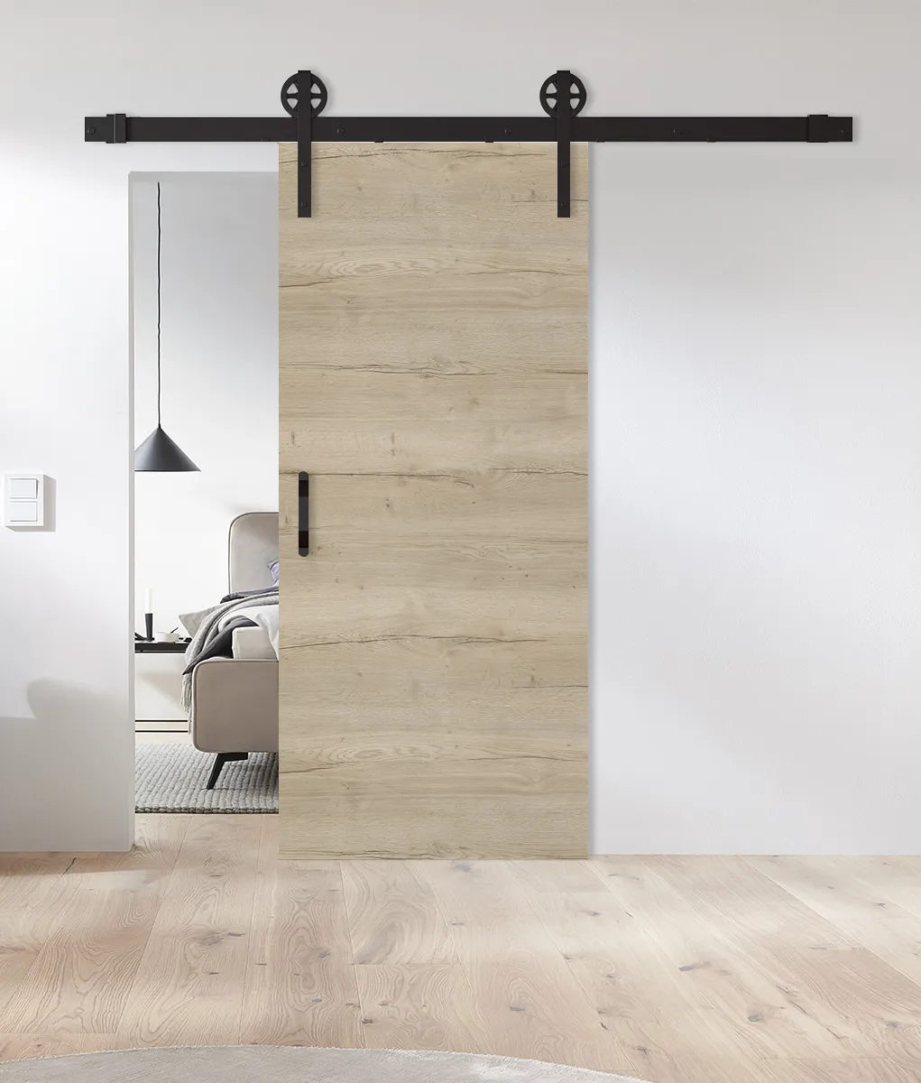 Holz-Schiebetür Eiche Light Quer CPL Barn Slide