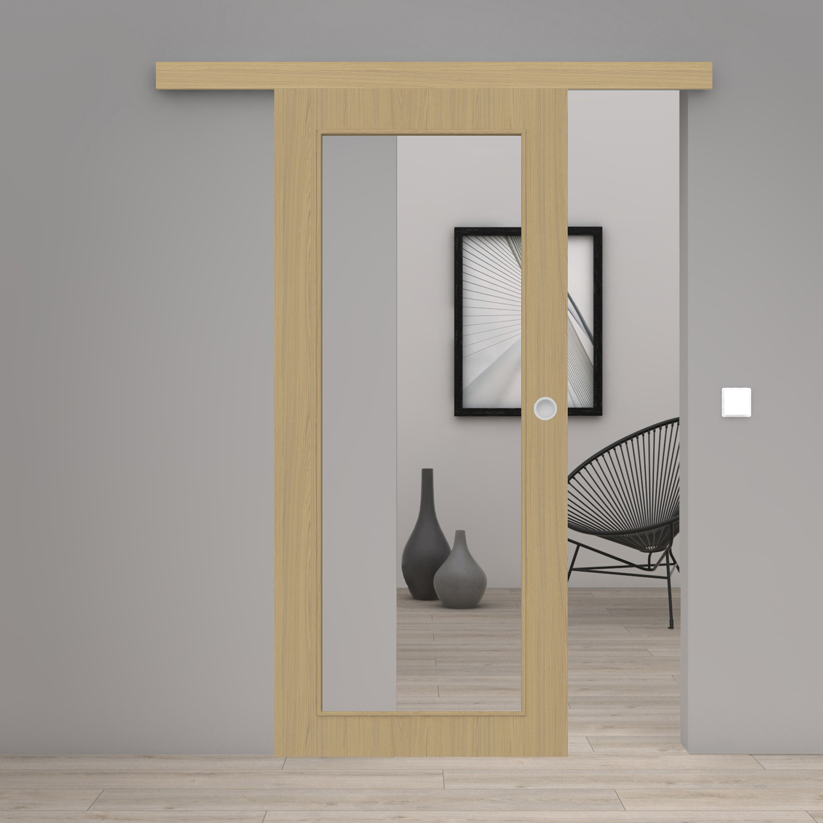 Schiebetür Laminato Accent Naturbeige CPL XXL-Lichtausschnitt