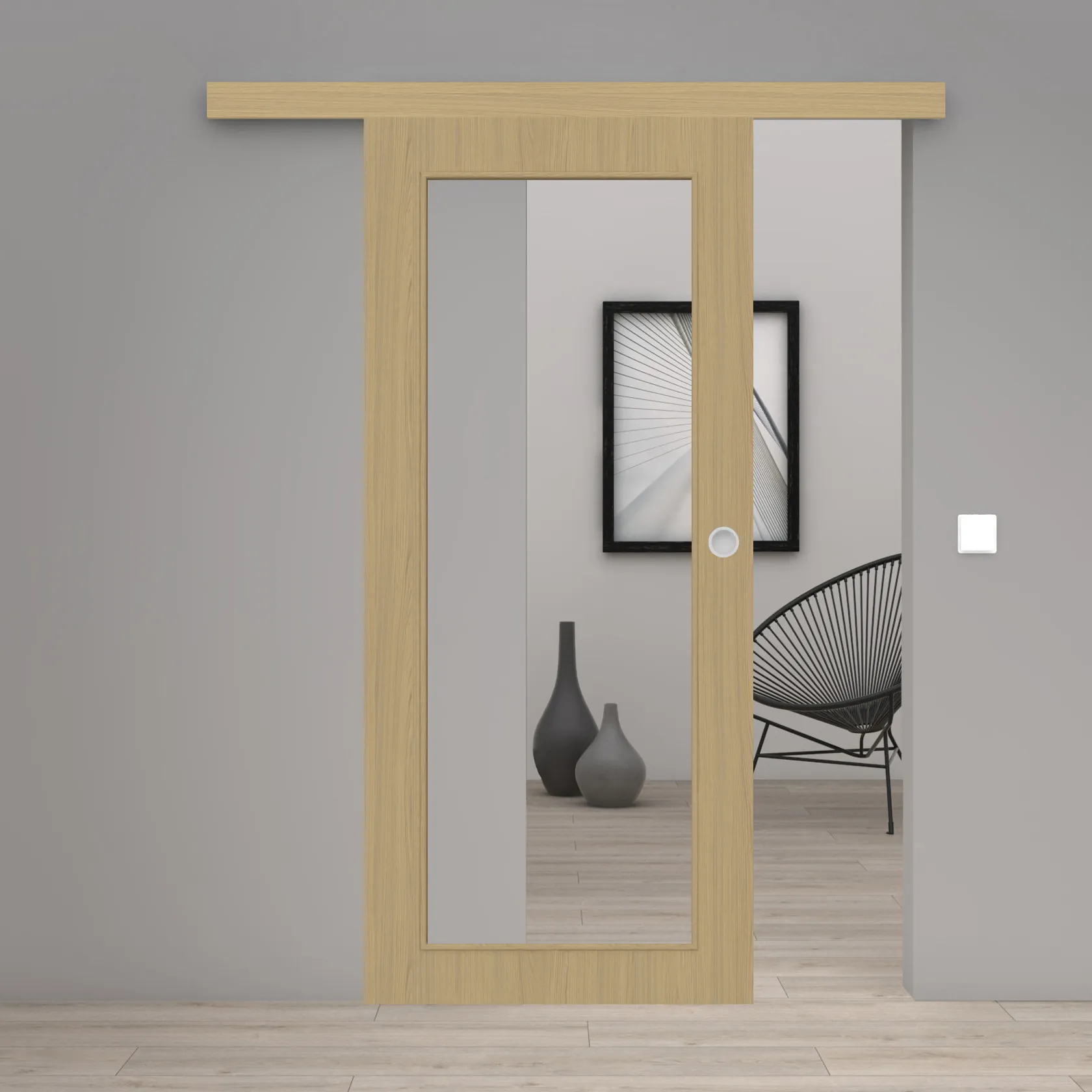 Schiebetür Laminato Accent Naturbeige CPL XXL-Lichtausschnitt