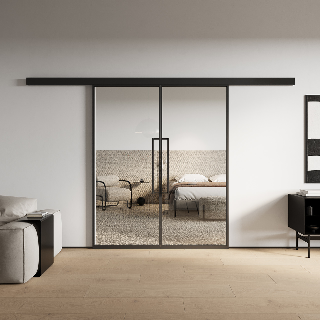 Stahl-Lofttür Doppel-Schiebetür Steel 1-ST Duo