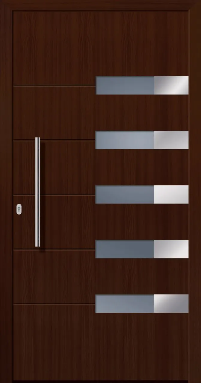SecuDoor Design 11132D Kunststoffhaustür Nussbaum