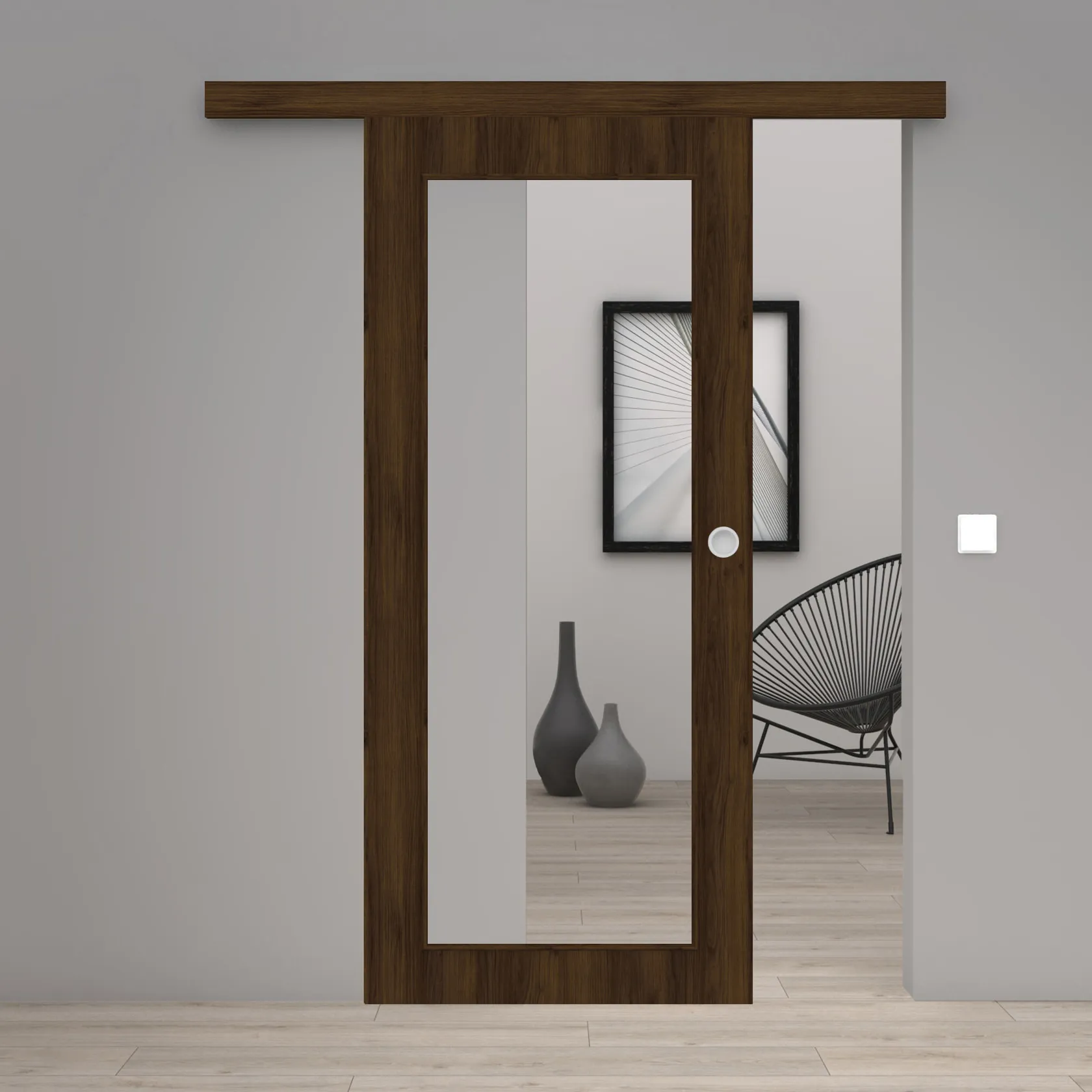 Schiebetür Laminato Accent Nussbraun CPL XXL-Lichtausschnitt
