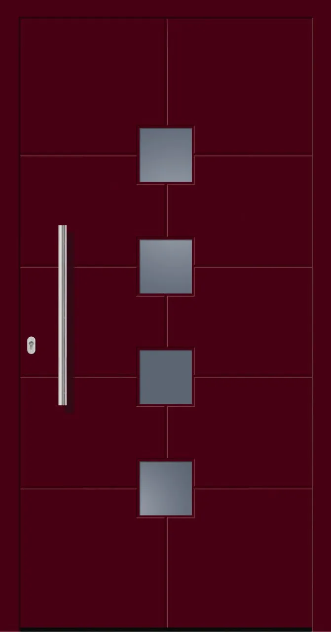 SecuDoor Design 11131D Kunststoffhaustür Weinrot
