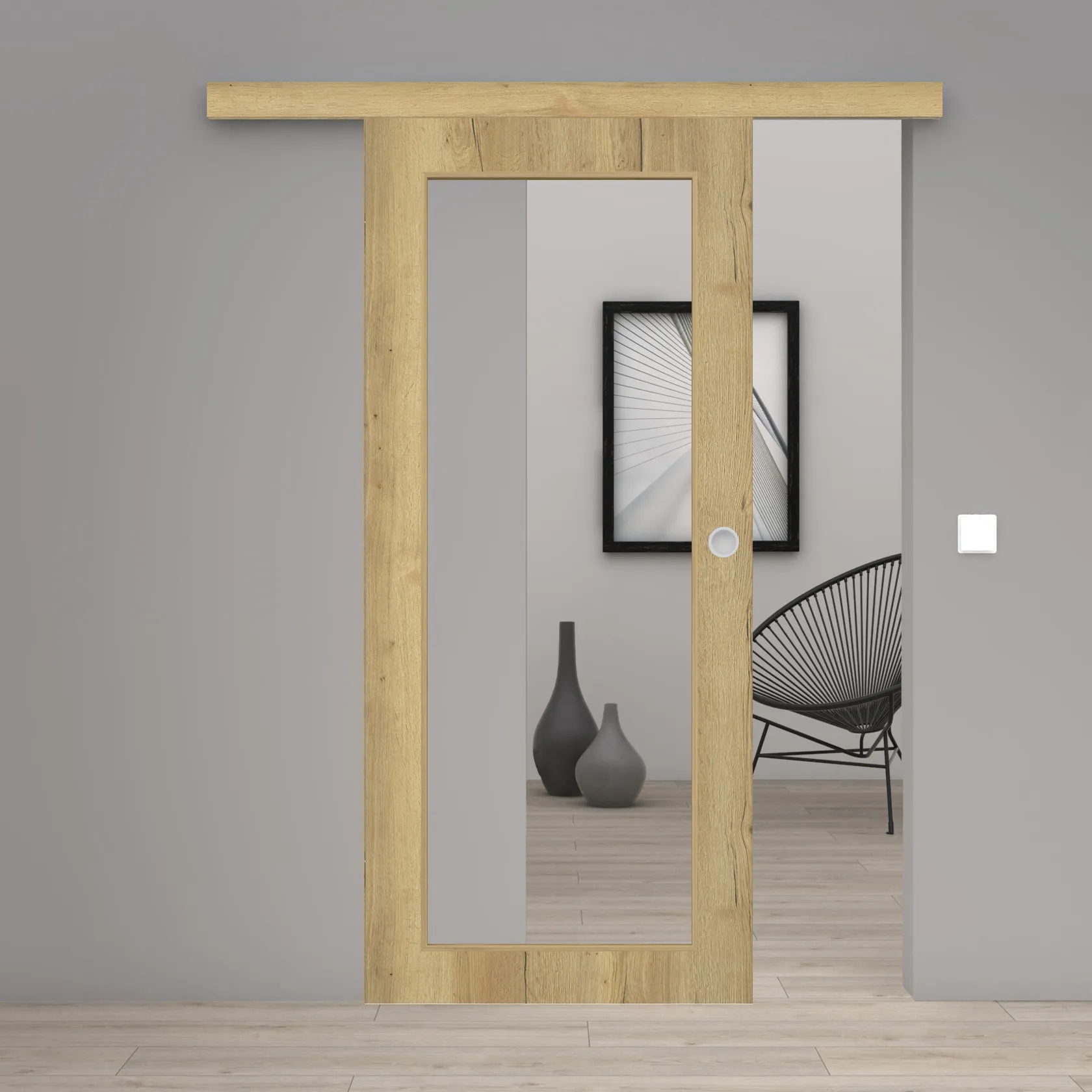 Schiebetür Laminato Eiche Strong CPL XXL-Lichtausschnitt