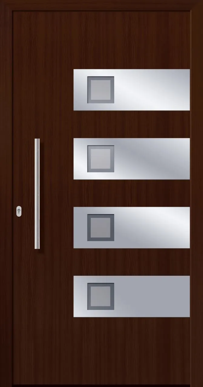 SecuDoor Design 10805D-2 Kunststoffhaustür Nussbaum