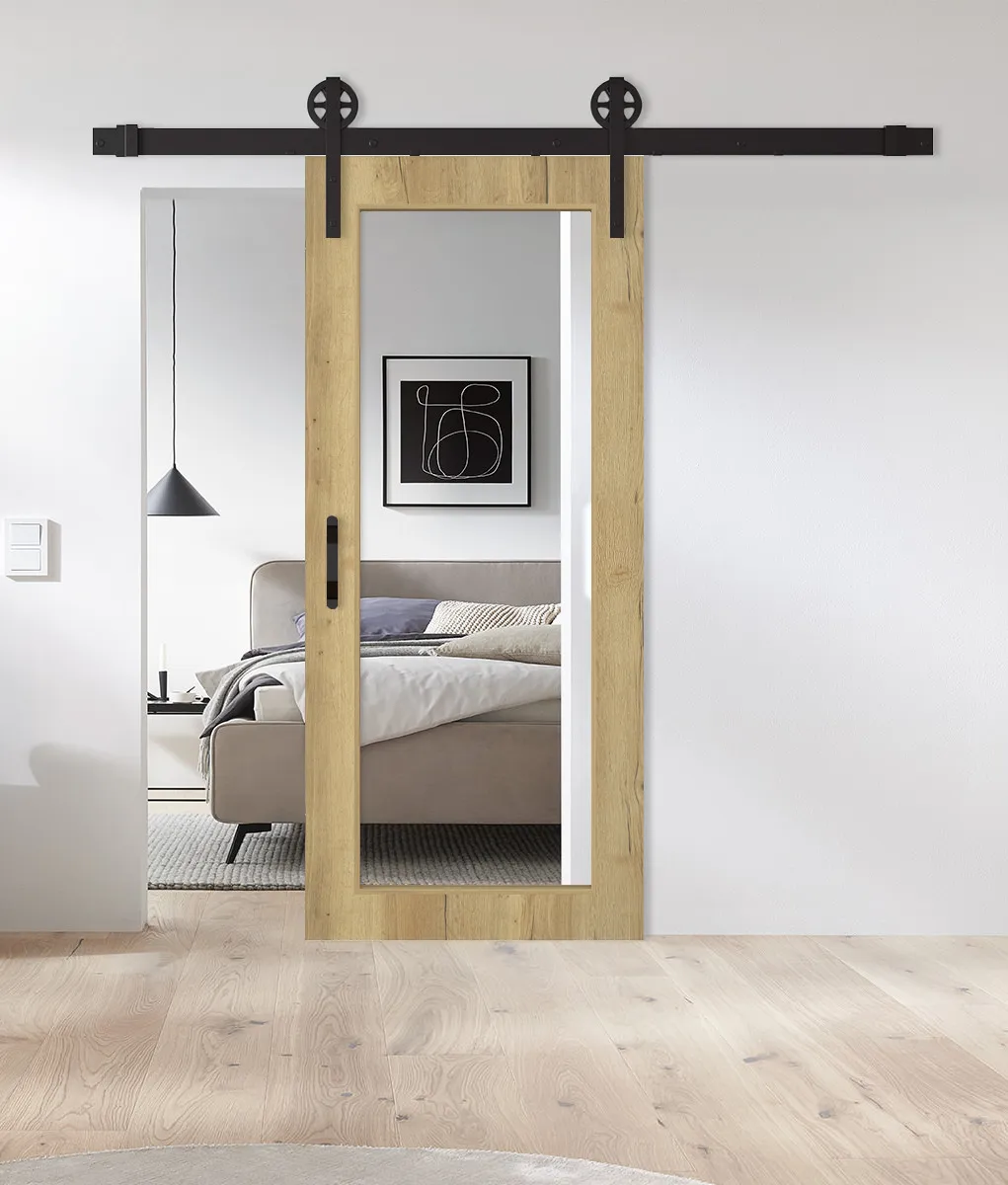 Holz-Schiebetür Eiche Strong XXL-Lichtausschnitt CPL Barn Slide