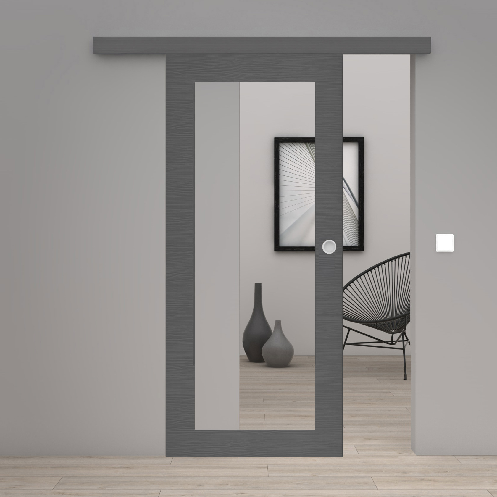 Schiebetür Laminato Accent Onyx Quer CPL XXL-Lichtausschnitt