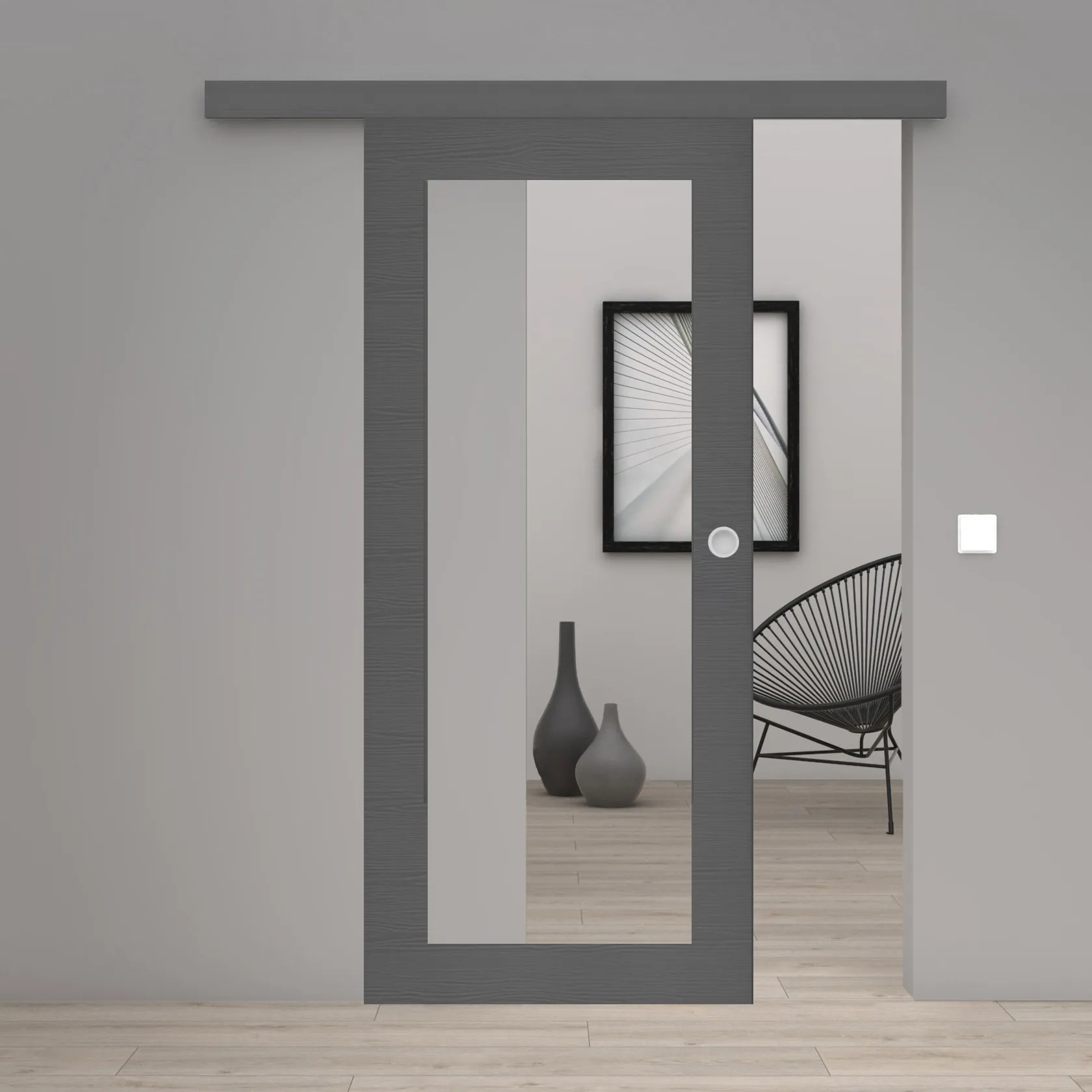 Schiebetür Laminato Accent Onyx Quer CPL XXL-Lichtausschnitt