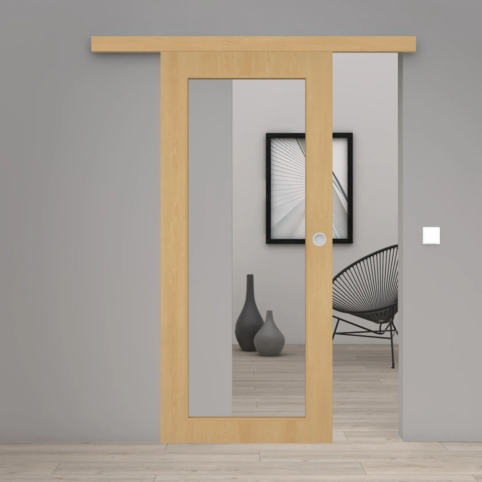 Schiebetür Laminato Ahorn CPL XXL-Lichtausschnitt
