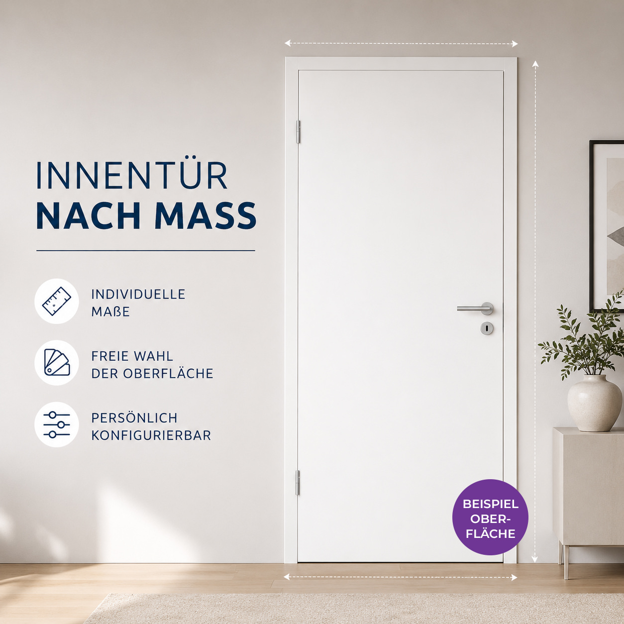 Innentür-Komplettelement auf Maß Weißlack
