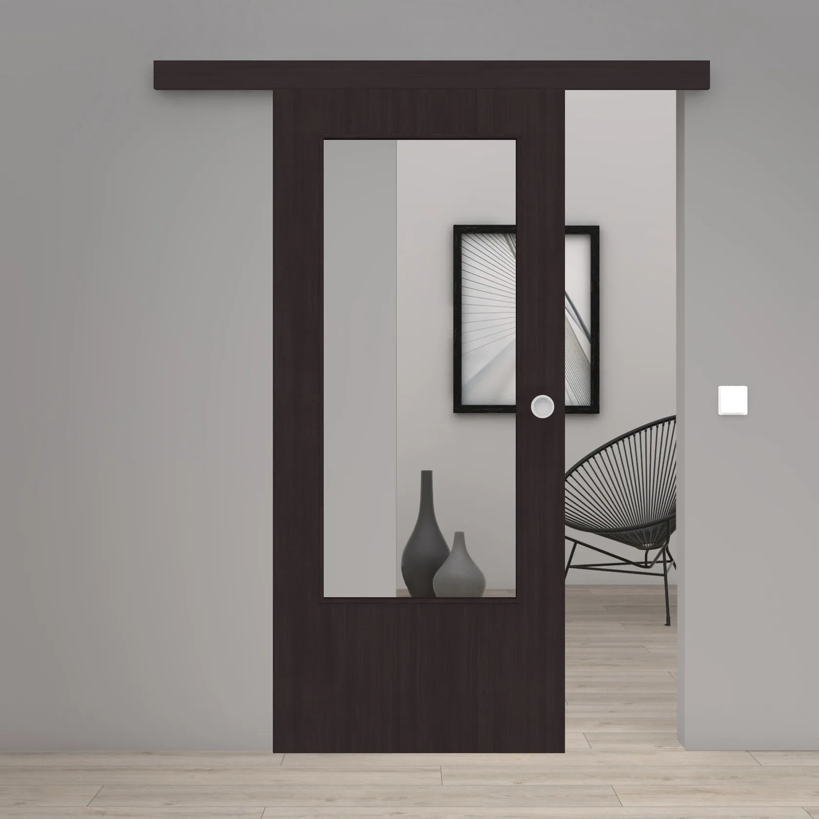Schiebetür Laminato Accent Graphitgrau CPL großer Lichtausschnitt