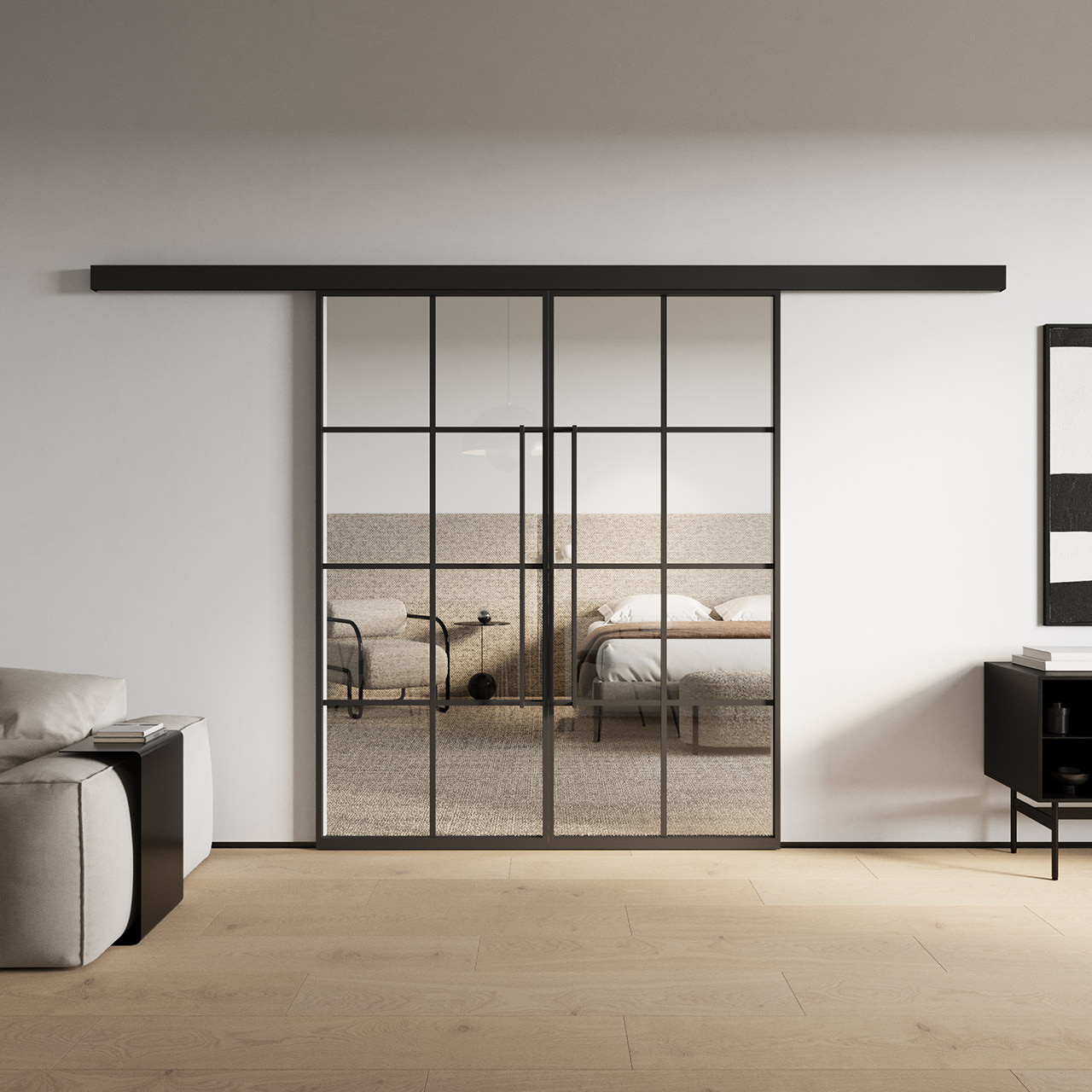 Stahl-Lofttür Doppel-Schiebetür Steel 8-ST Duo