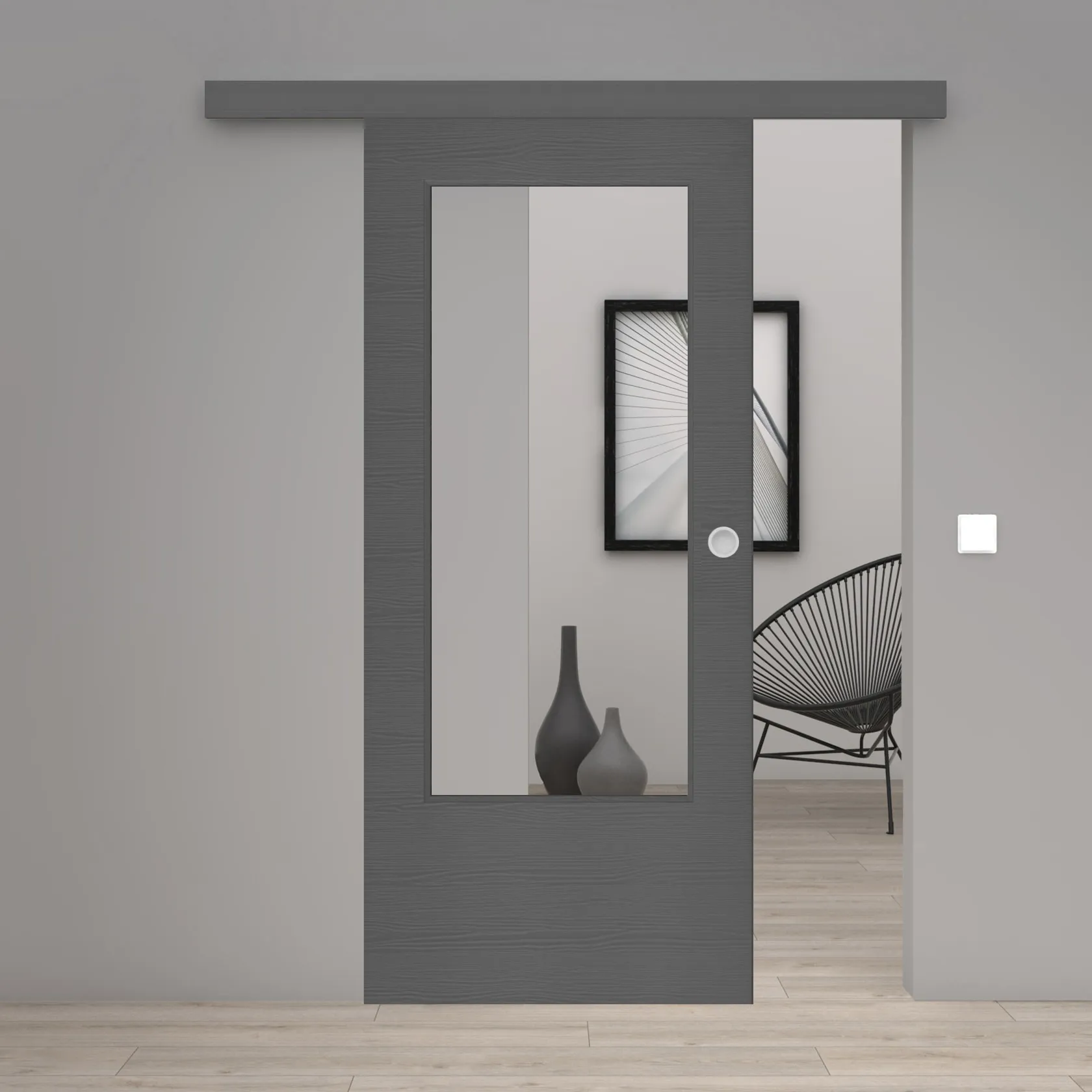 Schiebetür Laminato Accent Onyx Quer CPL großer Lichtausschnitt
