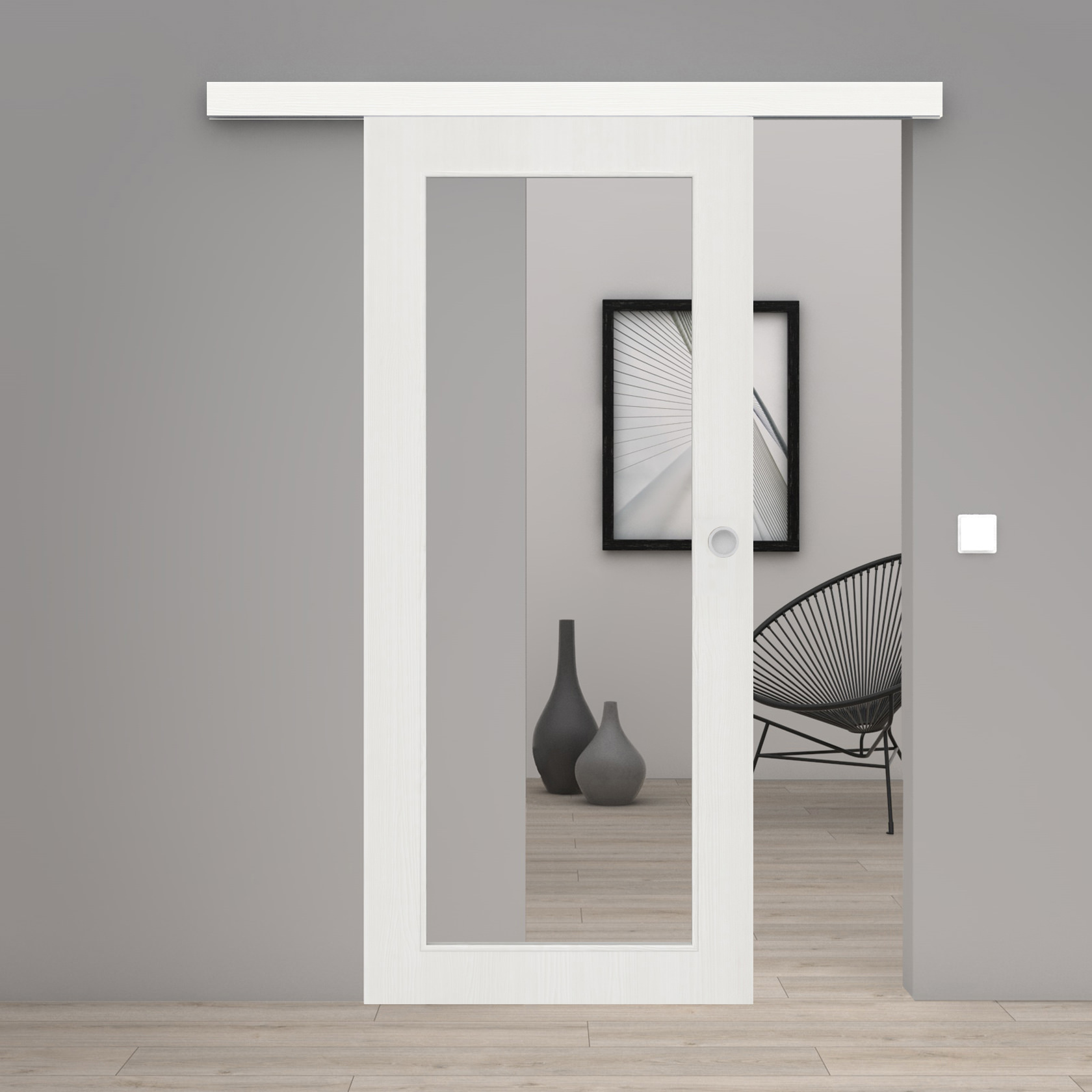 Schiebetür Laminato Accent Weiß CPL XXL-Lichtausschnitt