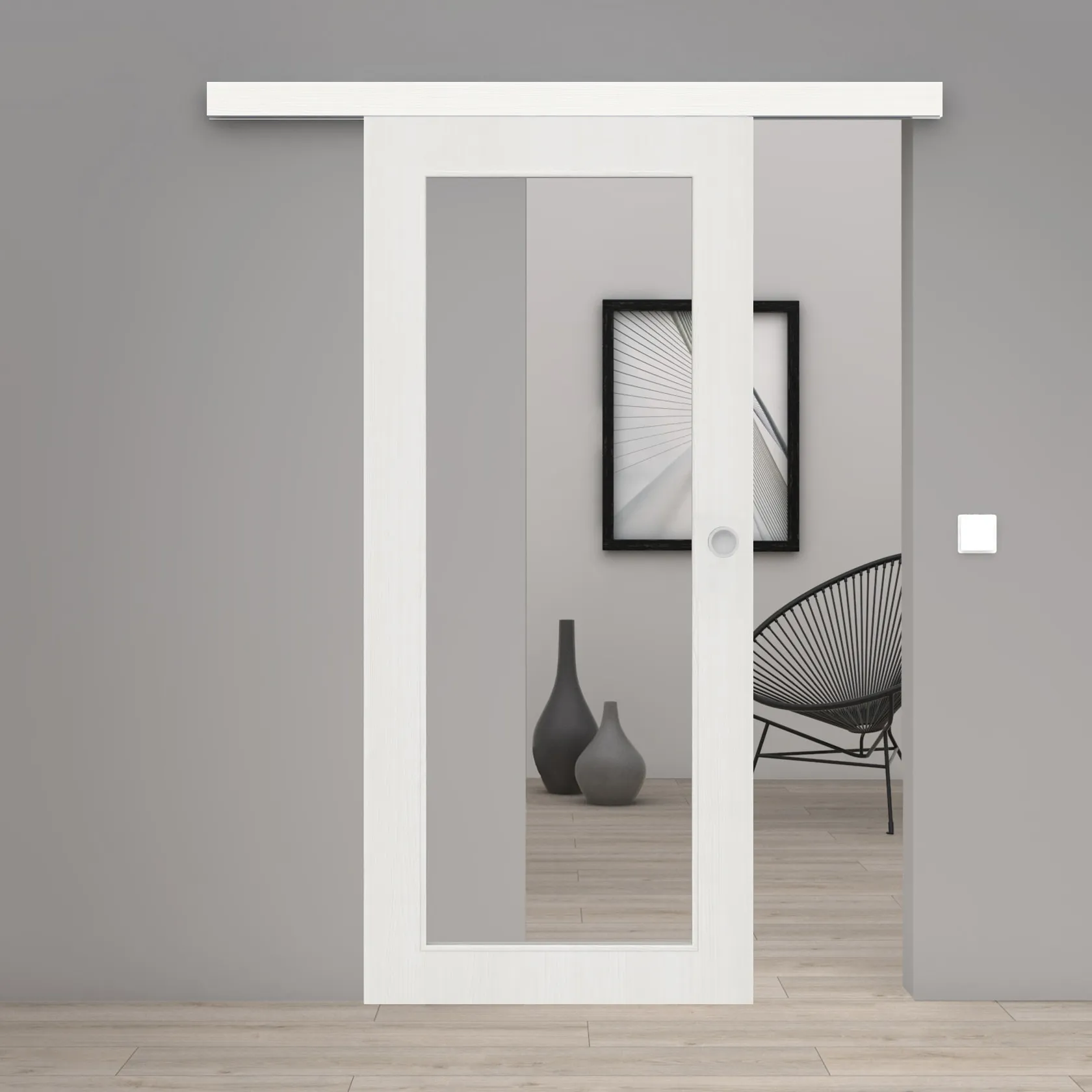 Schiebetür Laminato Accent Weiß CPL XXL-Lichtausschnitt