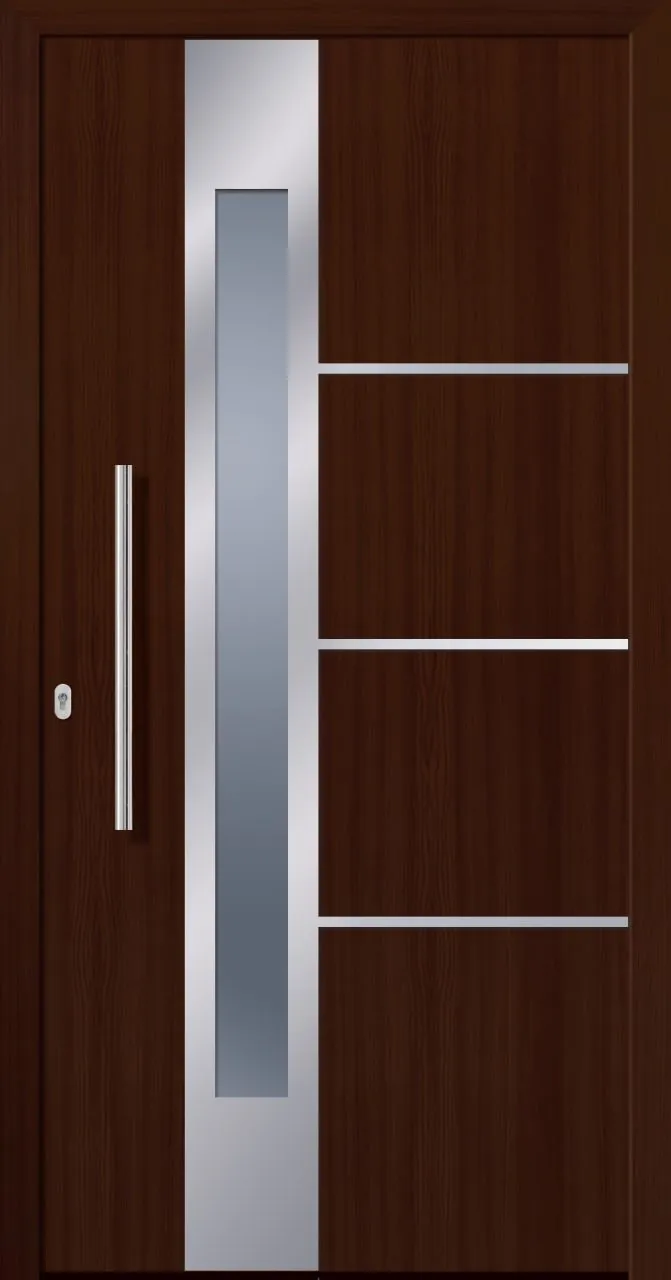 SecuDoor Design 10841D Kunststoffhaustür Nussbaum