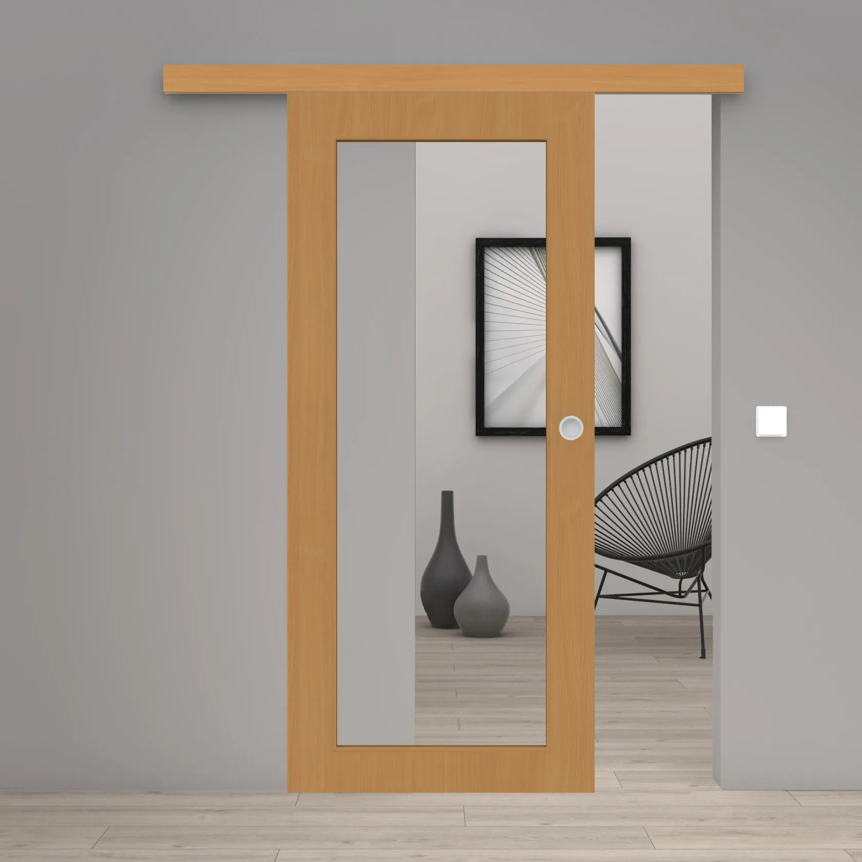 Schiebetür Laminato Buche CPL XXL-Lichtausschnitt