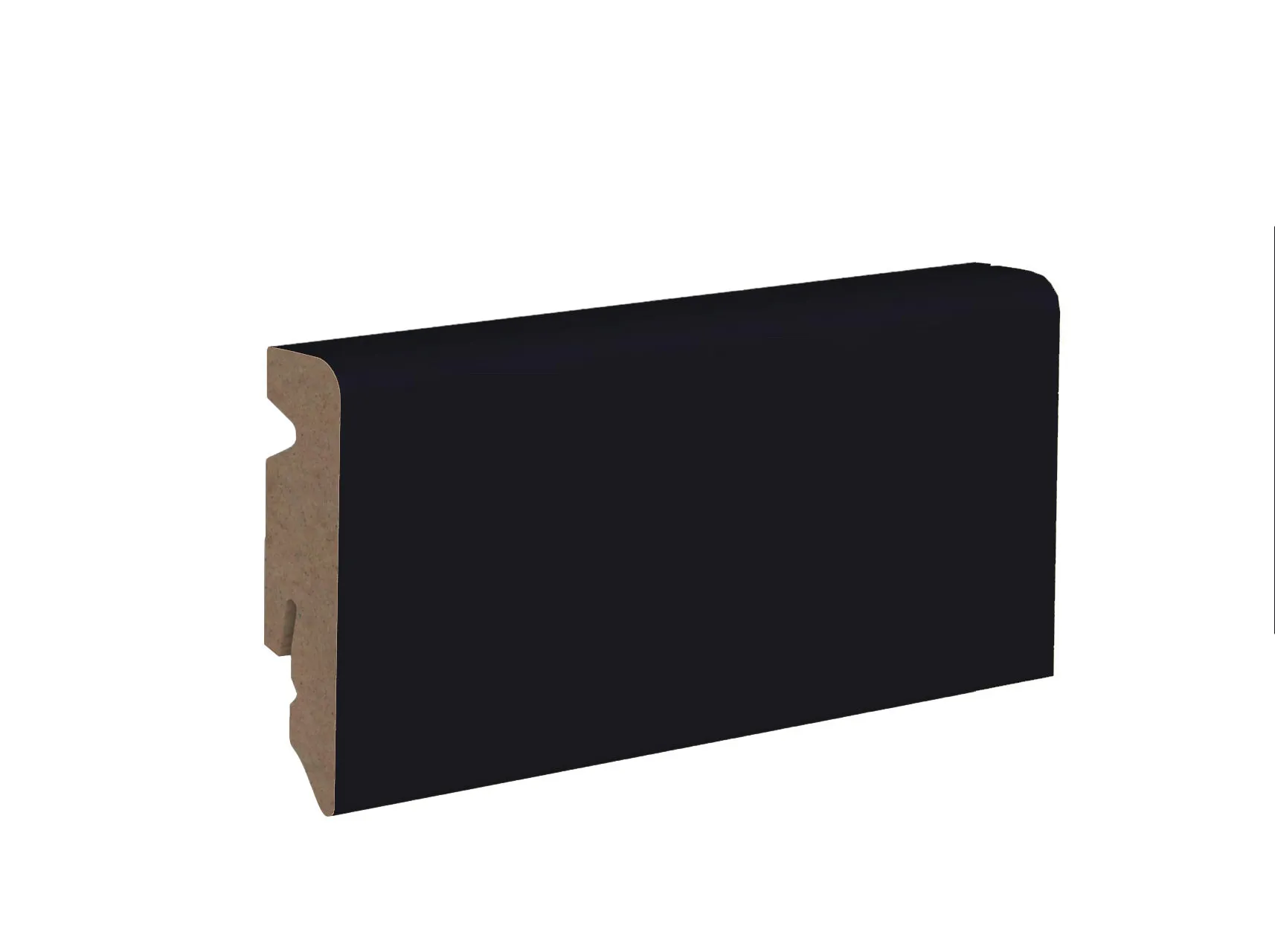 Musterstück Design Fußleiste 58/15 MDF Schwarz matt
