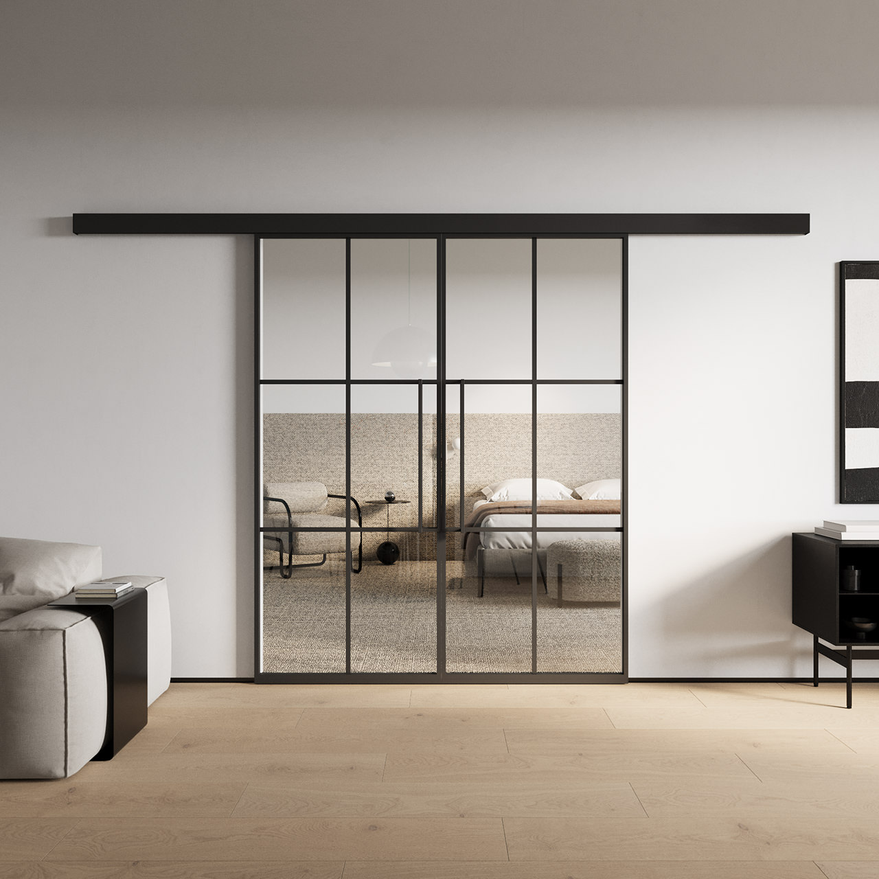 Stahl-Lofttür Doppel-Schiebetür Steel 6-ST Duo