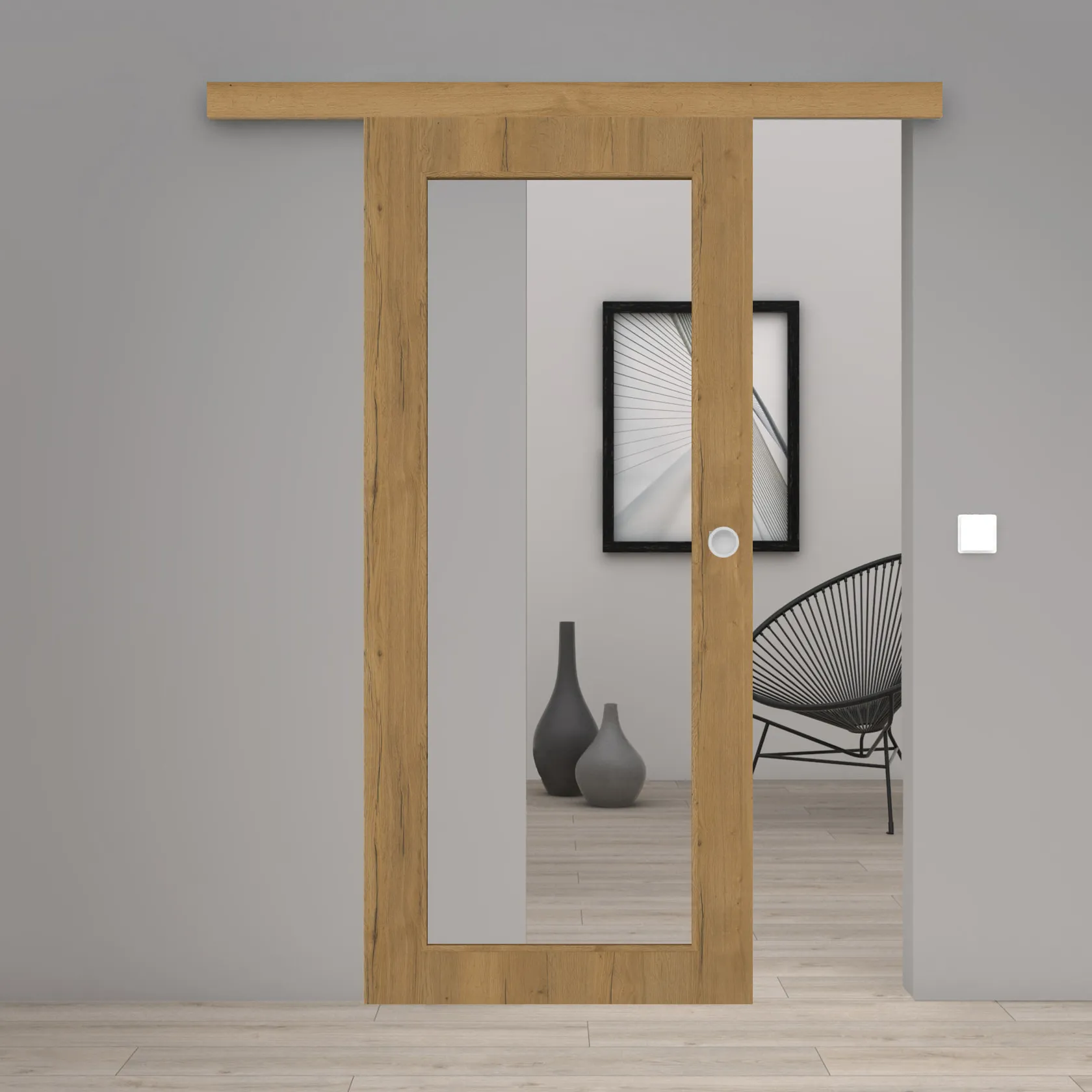 Schiebetür Laminato Eiche Honey CPL XXL-Lichtausschnitt