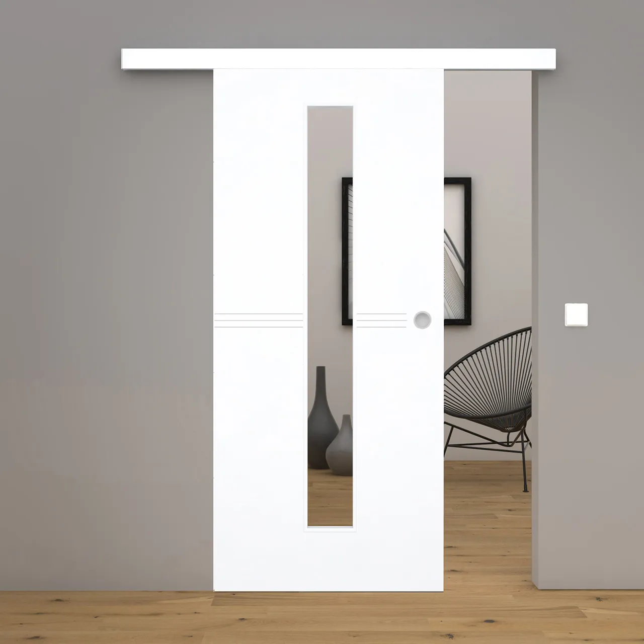 Design-Schiebetür Artico Linea 12-LA Weißlack neo