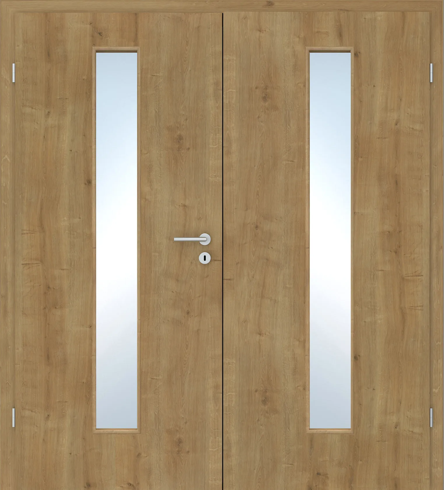Doppelflügel-Innentür Laminato Eiche astig CPL schmaler Lichtausschnitt